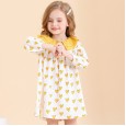 Spring new children's skirt children's clothing spring and autumn double-layer doll lapel love printing girl dress