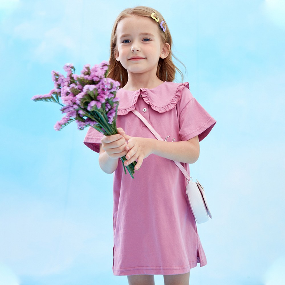 Summer new fresh and playful short-sleeved girl dress children's clothing letter printed POLOT shirt skirt