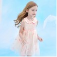 Summer new puffy princess dress children's clothing doll lapel cloud embroidered mesh girl dress