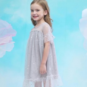 Summer new mesh gauze princess dress children's dress star moon sequin girl dress