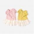 Summer new children's skirt suit children's clothing Peter Pan collar wave point girl short sleeve suit
