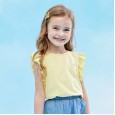 Summer new children's clothing small flying sleeve children's T-shirt cherry embroidered stickers girls short-sleeved T-shirt