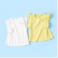 Summer new children's clothing small flying sleeve children's T-shirt cherry embroidered stickers girls short-sleeved T-shirt