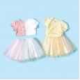 Summer new children's suits children's clothing printed short-sleeved sequined mesh skirt girl suits