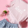 Summer new children's suits children's clothing fungus short sleeve short skirt girls suit
