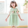 Summer new girl's dress children's clothing embroidery applique cape fantasy mesh princess dress