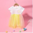 Summer new puffy princess dress children's clothing candy hit color mesh girl dress