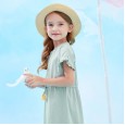 Summer new short-sleeved girls dress children's clothing lace cuffs waist waist color tassel T-shirt skirt