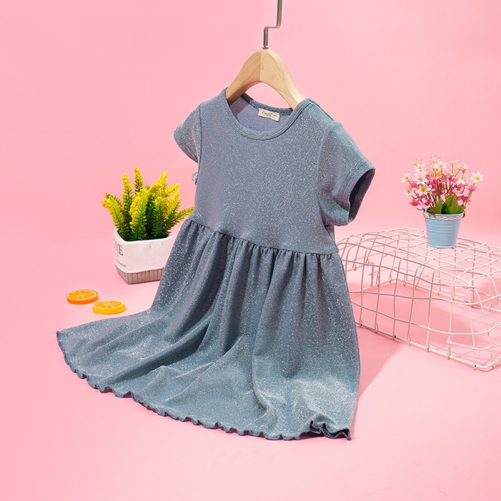 Summer new princess dress children's clothing shiny knitted big skirt girl dress