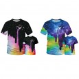 New starry sky digital printing casual short-sleeved T-shirt parent-child clothing new adult clothing children's clothing
