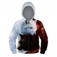 Lion digital printing parent-child zipper sweater sports casual autumn hooded long-sleeved outer wear