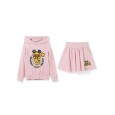 Little yellow duck children's clothing spring and autumn cute duck hooded jacket pleated skirt girls round neck pullover sweater suit