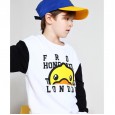 Little yellow duck spring and autumn cartoon alphabet pattern long sleeve contrast color wild boy round neck pullover sweater