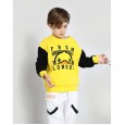 Little yellow duck spring and autumn cartoon alphabet pattern long sleeve contrast color wild boy round neck pullover sweater