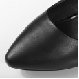 Work shoes women black leather pointed toe professional leather shoes comfortable and versatile thick heel shoes 003
