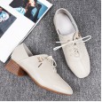 Autumn and winter new top layer cowhide work shoes women lace up professional stewardess OL work shoes leather single shoes women tide