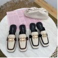 Spring style lazy square head wild thick with half drag metal buckle tide female sandals