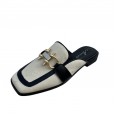 Spring style lazy square head wild thick with half drag metal buckle tide female sandals