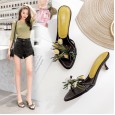 OL women's semi-slip slippers dress shoes with the word Huahua in the new catwalk