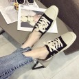 Flat bottom fashion street wearing small white shoes female students new lazy half slippers wearing wild tide