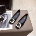 Square head single shoes female Korean new shallow mouth square buckle soft bottom flat heel comfortable women's shoes