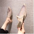 Summer new transparent mesh fashion rhinestone lazy OL Roman vacation cool half slippers tide
