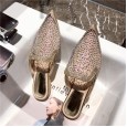 Summer new transparent mesh fashion rhinestone lazy OL Roman vacation cool half slippers tide