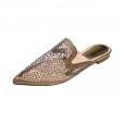 Summer new transparent mesh fashion rhinestone lazy OL Roman vacation cool half slippers tide