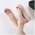 New summer comfortable waterproof platform thick bottom high heel wedge heel hemp rope transparent word with sandals and slippers female