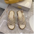 Summer new Roman holiday flat bottom female summer set toe cross with round head open toe female flat bottom sandals