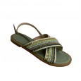 Summer new Roman holiday flat bottom female summer set toe cross with round head open toe female flat bottom sandals