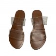 Spring and summer Rome new transparent glass glue is white and thin and comfortable vacation beach slippers have a large size of 40