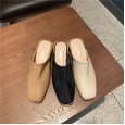 Spring and summer new square-toed women's shoes with semi-drag heels and heels