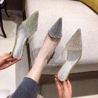 Half slippers female spring new fashion wild rhinestone pointed toe baotou slippers female shoes 308-12