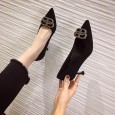 New fashion pointed rhinestone women's shoes work shoes wild suede shallow mouth foot OL single shoes