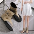 Spring and summer clip toe Roman herringbone sandals women's shoes comfortable flat bottom high-top sandals personality female sandals women