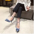 Spring style new pointed bow high-heeled shoes women's word with hollow fine heel OL shoes