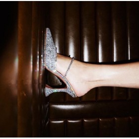 Spring glitter rhinestone sequins pointed wine glasses with high-heeled dresses and single drag OL women's shoes have 41