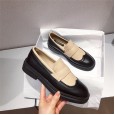 Square head wild small leather shoes spring stitching small fragrance style Oxford single shoes thick bottom one pedal loafers