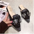 New Muller shoes casual half drag fashion rhinestone bow tie low heel lazy female sandals