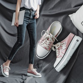 Baotou half slippers female summer new outer wear without heel thick bottom inner increase lazy sandals small white muffin shoes