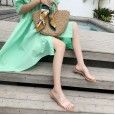 Roman transparent PVC slippers ball crystal with simple word design fashion wild sandals 707-1