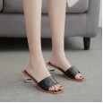 Summer new style with stone pattern fairy sandals thick with crystal heel sexy cool half slippers