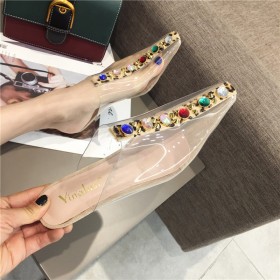 New rhinestone gem transparent semi slippers