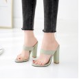 New classic one-word horizontal belt set toe thick heel high heel wild dress half drag female sandals 998