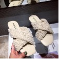 Autumn new flat slippers sheepskin wool super comfortable low heel cross strap women's shoes