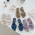 Thick heel slippers female little fairy net yarn three-dimensional ruffled Roman open toe word with sandals