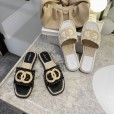 Summer style lattice flat bottom fashion woolen open-toe low-heeled lazy half drag OL cool female half drag