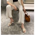 Summer style lattice flat bottom fashion woolen open-toe low-heeled lazy half drag OL cool female half drag