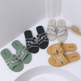 New Roman summer cross belt flat bottom wear OL beach vacation tide female half drag sandals